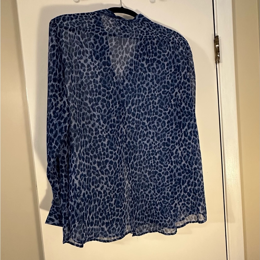 Venezia Sheer Blue Animal Print Blouse